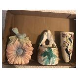 3 Bird design wall vases