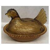 Hen-on-nest,  Amber color