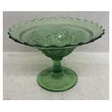 Green glass compote