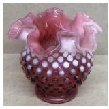 Hobnob Cranberry Opalescent vase