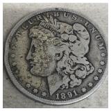 1891-O US Morgan Silver $1