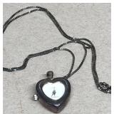 .925 silver heart watch and chain