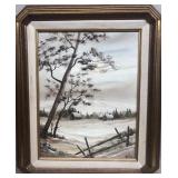 Painting on board by Dorothy ratz houses and barns
