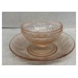 Pink depression cup and saucer