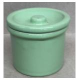 Green stoneware crock