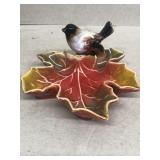 Leaf ashtray with bird
