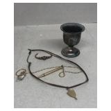 Copper bracelet, chain pencil and cup