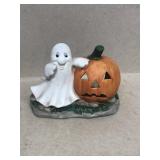 Ghost and pumpkin candle holder