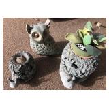 Snail, owl candle and plant holders