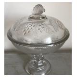 Patterned Glass Covered Compote