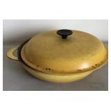 Cast-iron enamel covered skillet with lid
