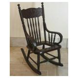 Antique Oak Childs Rocker With Outstanding