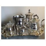 International silver company platter and tea set