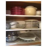 Contents of cabinet Glasses platters bowls