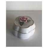 Porcelain ring dish with pink rose