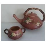 Roseville Pottery Teapot And Sugar