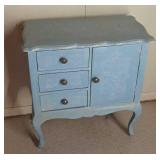 Painted Blue Cabinet With 3 Drawers And 1 Door