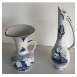 Delft Hand-painted vase and pitcher