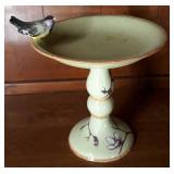 Small Porcelain Bird Bath With A Bird