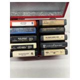 Eight track tapes with case Elvis Presley Elton