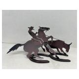 Horse cow roping sculpture