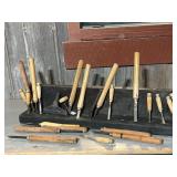 Woodworking chisel set with holder