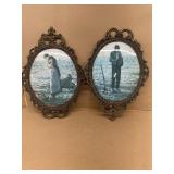 Metal frame pictures of farmers