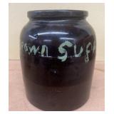 Brown stoneware crock