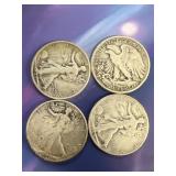 (4) silver liberty half dollars
