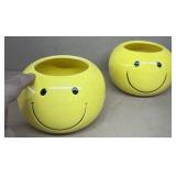 (2) Smiley Face Planters