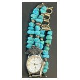 Silver & Turquise Watch, Marked .925