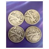 (4) silver liberty half dollars
