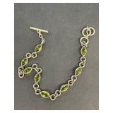 Sterling silver green stone bracelet