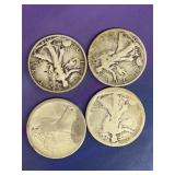 (4) liberty silver half dollars