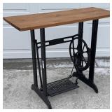 Singer, sewing machine base with pine tabletop