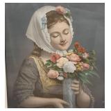 Large frame print of woman holding flowers