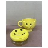 Smile, smiley, face mug, and snack container
