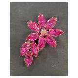 Purple stone, antique flower brooch