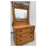 Oak wash stand with mirror