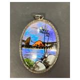 Sterling silver picture scene vintage pendant