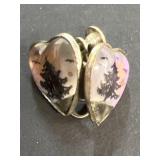 Sterling silver picture scene Heart earrings