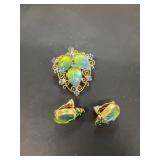 Juliana three-piece set earrings and brooch