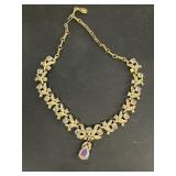CORO iridescent drop rhinestone necklace
