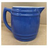 Blue Barrel Pitcher, Stoneware