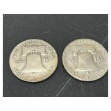 1949D and 1949S Franklin Half Dollar Silver Coins