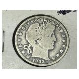 1902 Silver Barber Half Dollar Coin