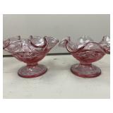 2 Fenton Strawberry Pattern Ruffed Compotes