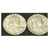 1962-D and 1960D Franklin Half Dollar Silver