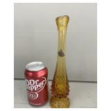 Fenton 1950s Amber Hobnail Vase