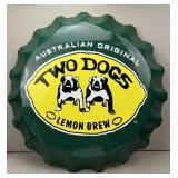 Two Dogs Lemon Brew Metal Sign 22X22